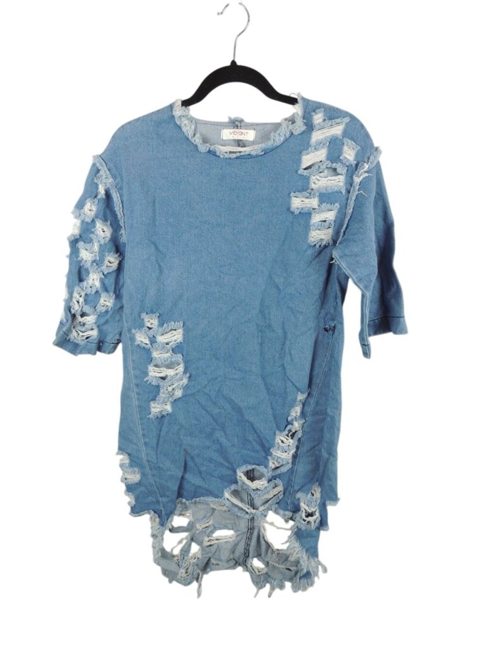 Vibrant MiU Jean Dress Heavily distressed Womens size small